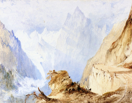 A View in the Alps, vintage artwork by John Ruskin, A3 (16x12") Poster Print