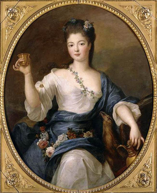 Portrait of the Duchess of Modena as Hebe, vintage artwork by Pierre Gobert, 12x8" (A4) Poster