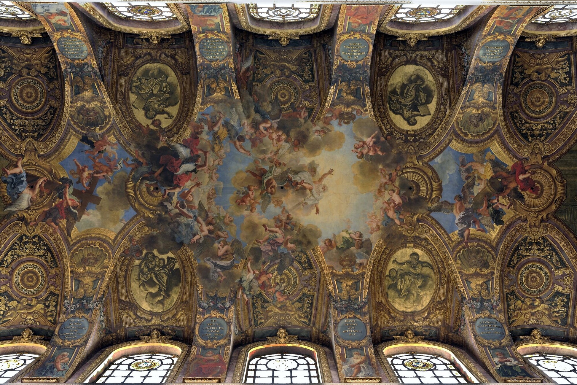 Ceiling of Versailles Chapel - God the Father in Glory, vintage artwork by Antoine Coypel II, 12x8" (A4) Poster