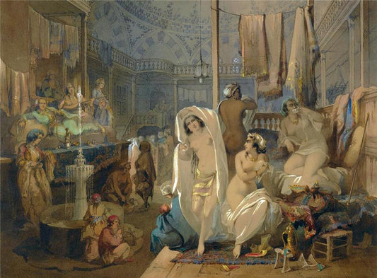 In the Hammam, vintage artwork by Count Amadeo Preziosi, A3 (16x12") Poster Print