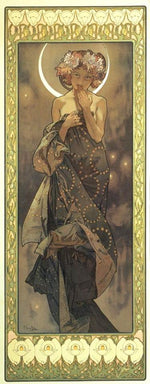 The Moon and the Stars, vintage artwork by Alfons Mucha, 12x8" (A4) Poster