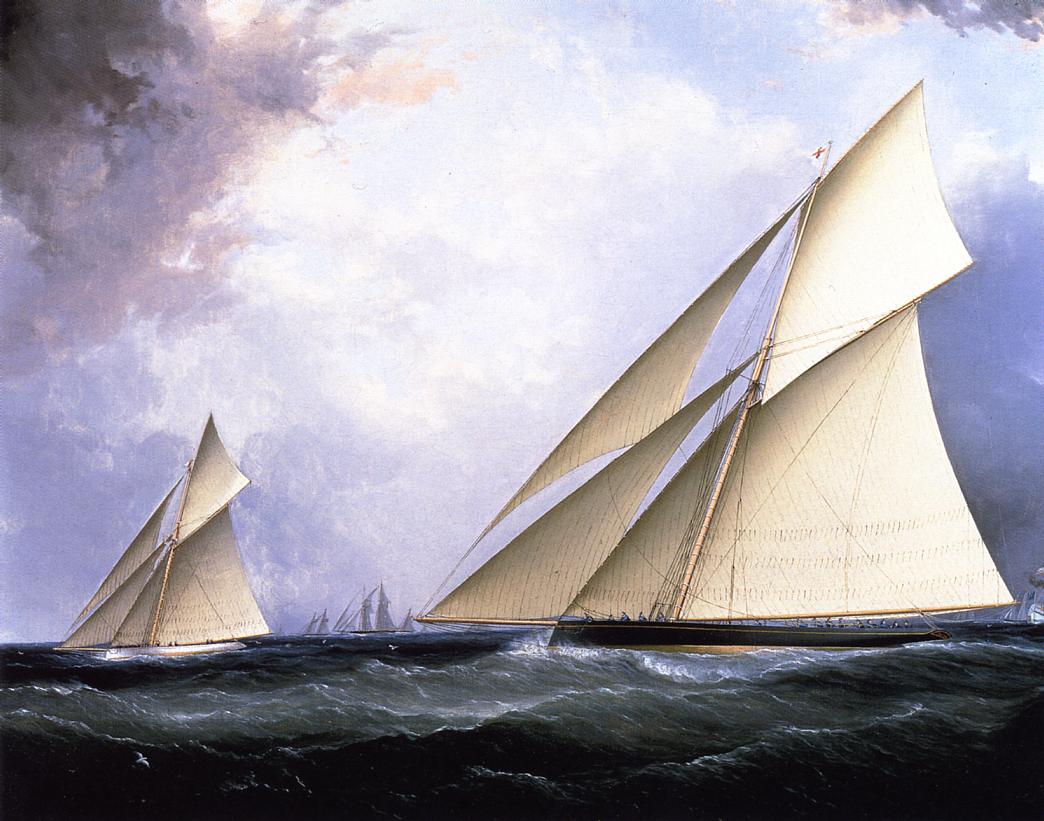 Puritan' and 'Genesta', America's Cup 1885, vintage artwork by James E. Buttersworth, A3 (16x12") Poster Print
