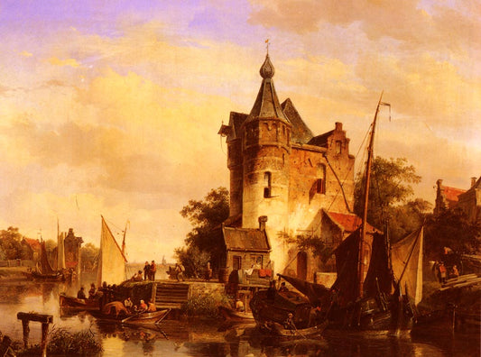 Along The Canal, vintage artwork by Cornelis Springer, A3 (16x12") Poster Print