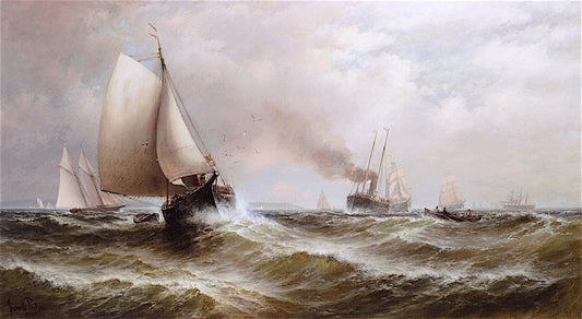 Off Sandy Hook, vintage artwork by Granville Perkins, 12x8" (A4) Poster