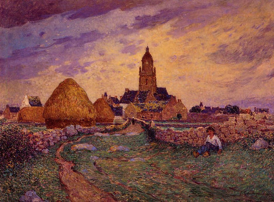 Path in Front of the Church of Croisic, vintage artwork by Ferdinand du Puigaudeau, 12x8" (A4) Poster