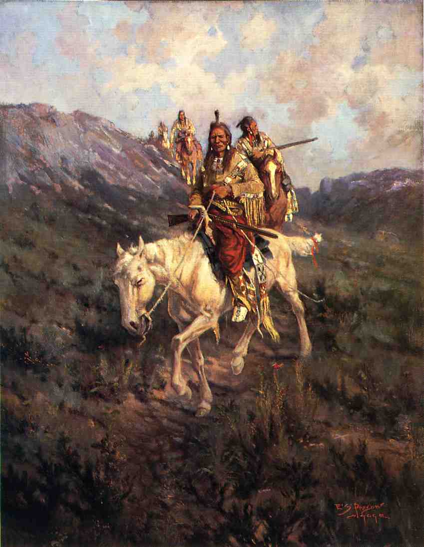 Visit to Another Tribe, vintage artwork by Edgar Samuel Paxson, 12x8" (A4) Poster