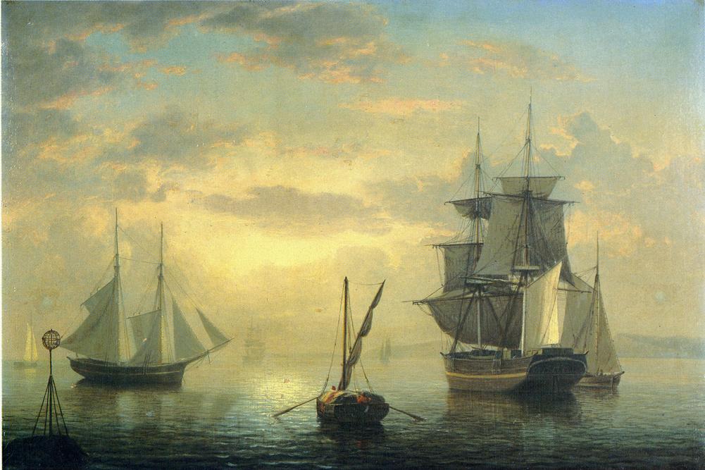 Ships in Harbor, vintage artwork by Fitz Henry Lane, A3 (16x12") Poster Print
