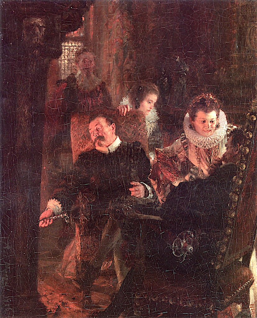 by  the Fireplace, vintage artwork by Adolph von Menzel, A3 (16x12") Poster Print