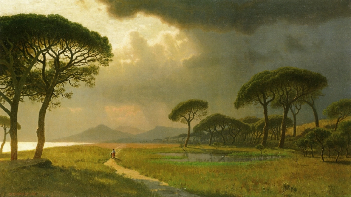 Morning Light, Roman Campagna, vintage artwork by William Stanley Haseltine, 12x8" (A4) Poster