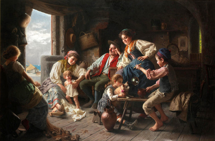 The fisherman's family by Giovanni Battista Torriglia,A3(16x12