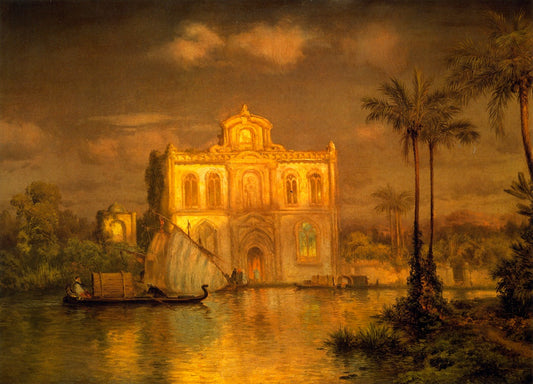 'Ave Maria': Scene of the Guayaquil River, Ecuador (III), vintage artwork by Louis Remy Mignot, 12x8" (A4) Poster