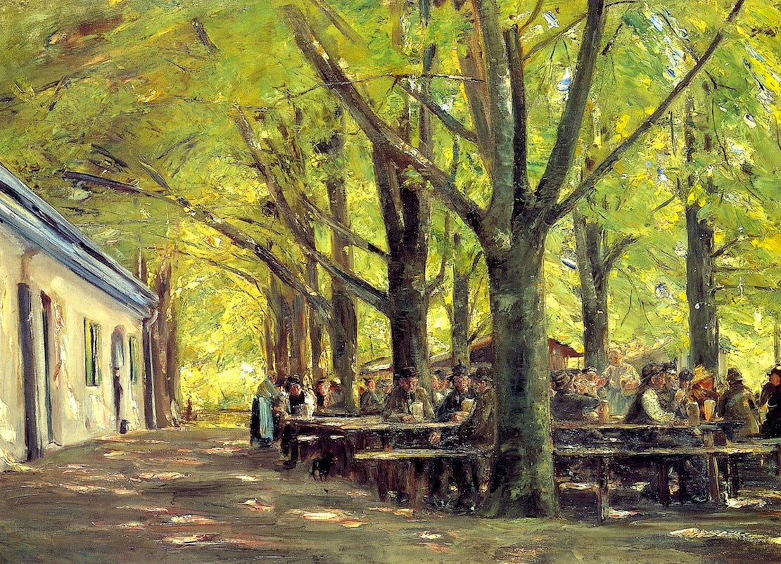 Beer Garden in Brannenburg, vintage artwork by Max Liebermann, 12x8" (A4) Poster