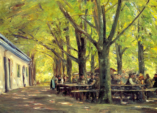 Beer Garden in Brannenburg, vintage artwork by Max Liebermann, 12x8" (A4) Poster
