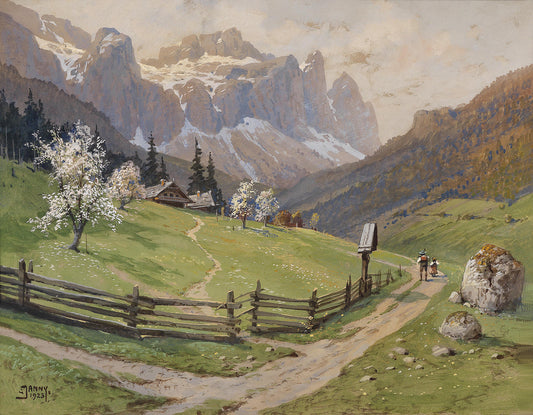 Spring in the Mountains, vintage artwork by Georg Janny, 12x8" (A4) Poster