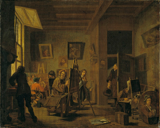 A Painter's Studio, vintage artwork by Jan Josef Horemans the Elder, 12x8" (A4) Poster