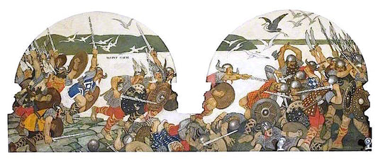 Battle of Maldon, 991, vintage artwork by Maurice William Greiffenhagen, 12x8" (A4) Poster