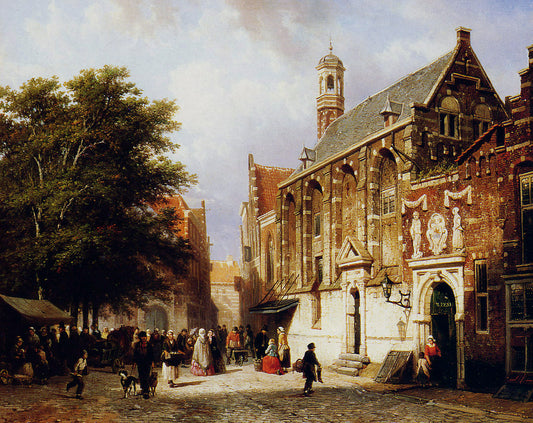 City view, vintage artwork by Cornelis Springer, A3 (16x12") Poster Print