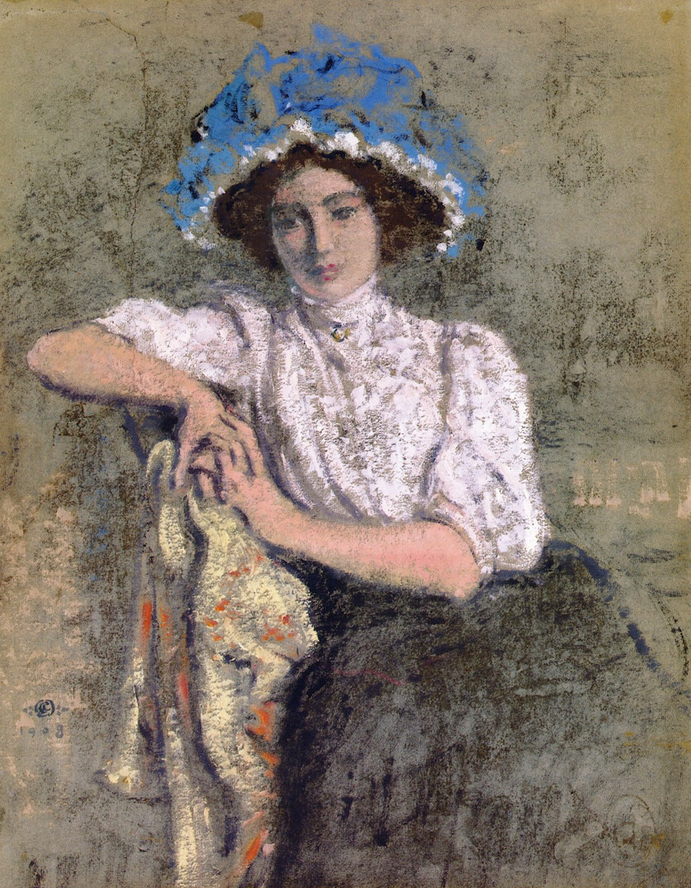 Seated Girl in a Blue Hat by Georges Lemmen,A3(16x12")Poster
