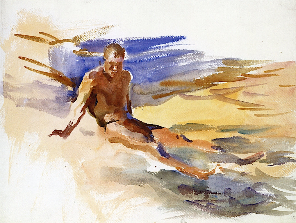 Bather, Florida, vintage artwork by John Singer Sargent, 12x8" (A4) Poster