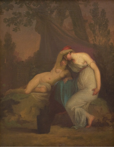 The Greek Poet Sappho and the Girl from Mytilene, vintage artwork by Nicolai Abraham Abildgaard, 12x8" (A4) Poster