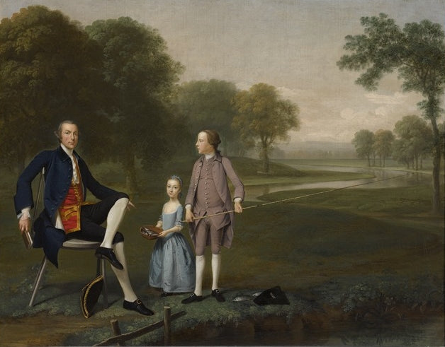 Richard Moretan, Esq. of Tackley with His Nephew and Niece John and Susanna Weyland, vintage artwork by Arthur Devis, 12x8" (A4) Poster
