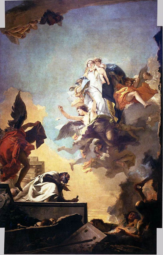 Apparition of the Virgin to St Simon, vintage artwork by Giovanni Battista Tiepolo, 12x8" (A4) Poster