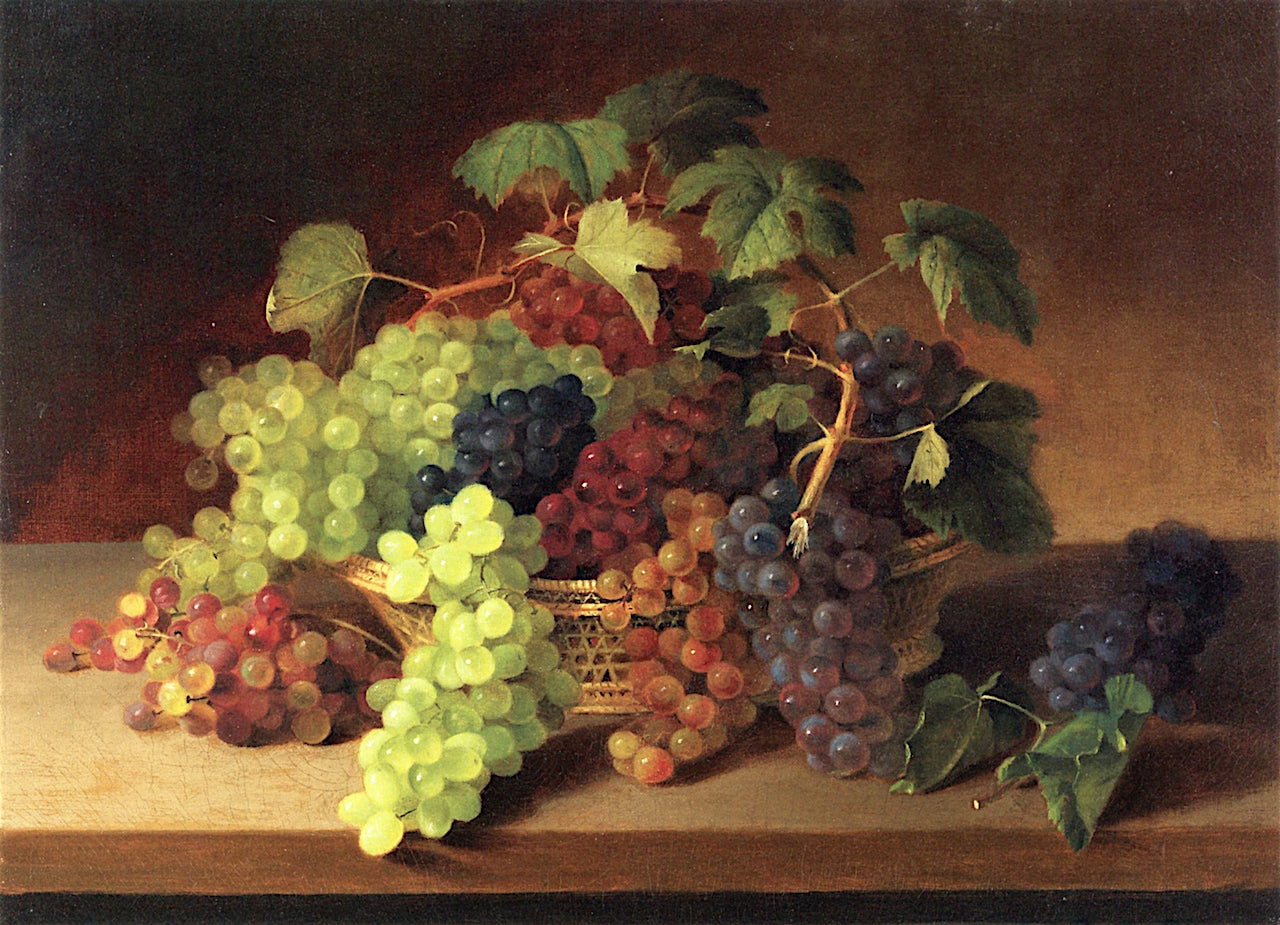 Arrangement of Grapes, vintage artwork by James Peale, 12x8" (A4) Poster