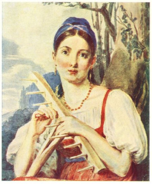 Peasant Girl with a Rake, vintage artwork by Alexei Venetsianov, 12x8" (A4) Poster