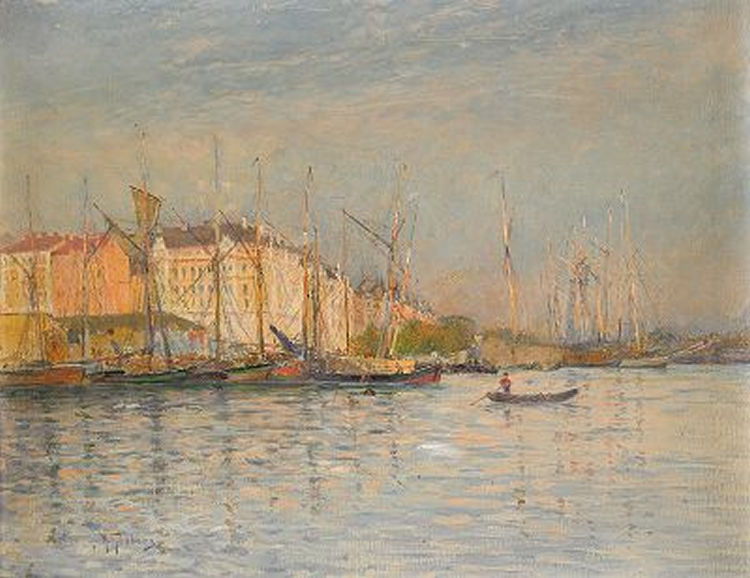 Stockholm Harbor by Anton Genberg,A3(16x12")Poster