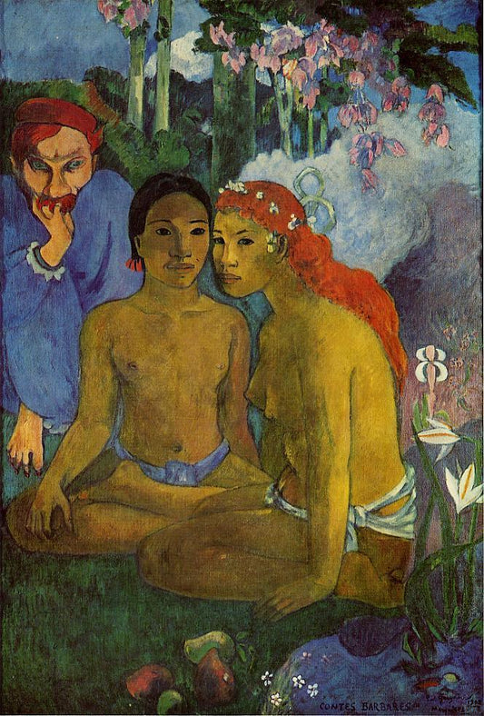 Contes Barbares, vintage artwork by Paul Gauguin, 12x8" (A4) Poster