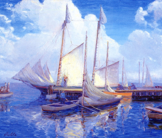 Wharf, Leonardtown, Maryland, vintage artwork by August H. O. Rolle, 12x8" (A4) Poster