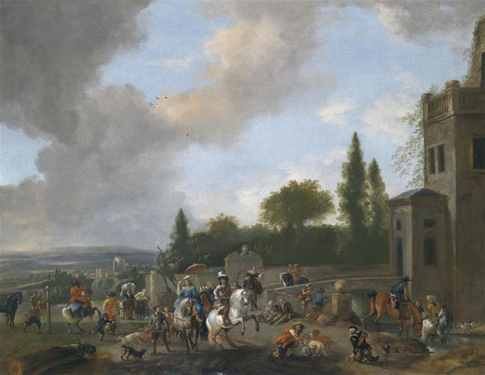 Setting Off On A Falcon Hunt, vintage artwork by Pieter Wouwerman, 12x8" (A4) Poster