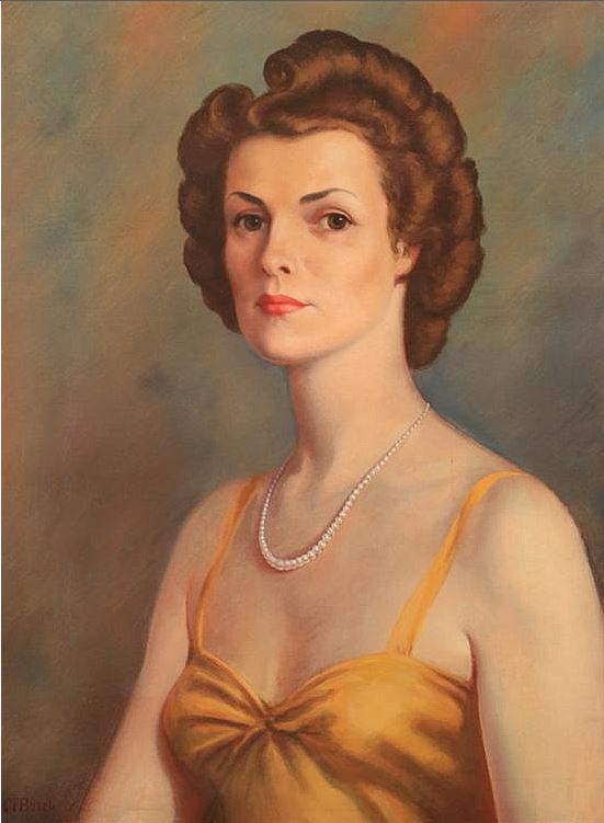 Portrait of Kathleen Robery, vintage artwork by Clarence Busch, 12x8