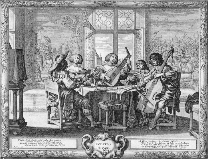 Auditus (Hearing) ~ From the series 'The Five Senses', vintage artwork by Abraham Bosse, 12x8" (A4) Poster