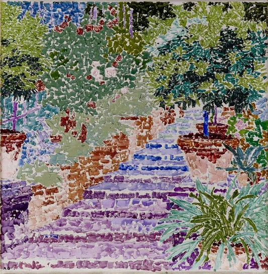 Garden in Tuscany, vintage artwork by Augusto Giacometti, 12x8" (A4) Poster