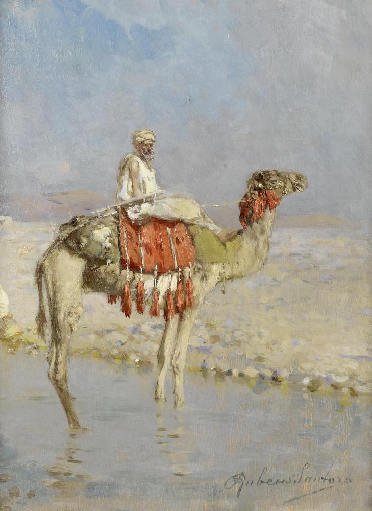 Crossing the River on a Camel by Rubens Santoro,A3(16x12")Poster