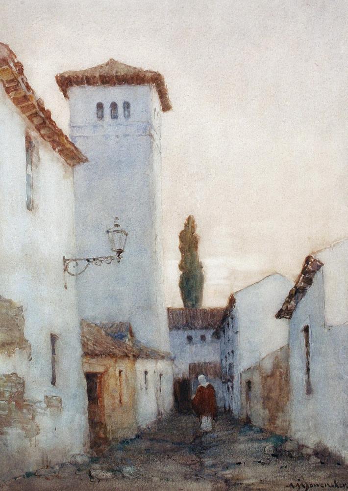 A Spanish Street, Córdoba by Albert Moulton Foweraker,16x12(A3) Poster