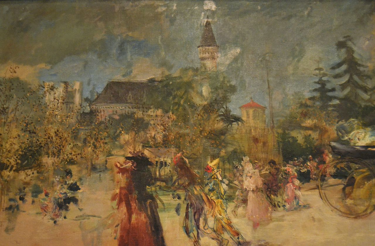 Alameda Carnival, vintage artwork by Ignacio Pinazo Camarlench, 12x8" (A4) Poster