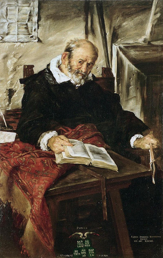 Retrato del padre del artista, vintage artwork by Giovanni Serodine, 12x8" (A4) Poster