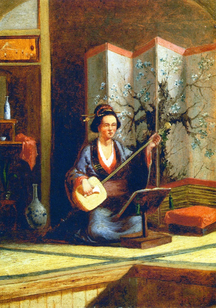 A Samisen Performance, vintage artwork by Edward Meyer Kern, 12x8" (A4) Poster