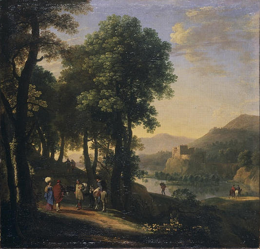 Landscape:  Sunset, vintage artwork by Herman van Swanevelt, 12x8" (A4) Poster