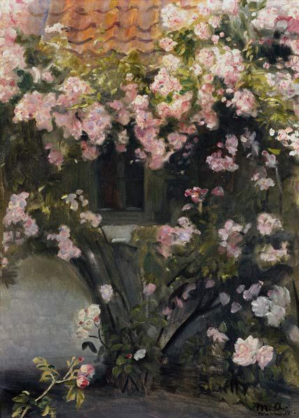 Climbing Roses, vintage artwork by Michael Peter Ancher, 12x8" (A4) Poster