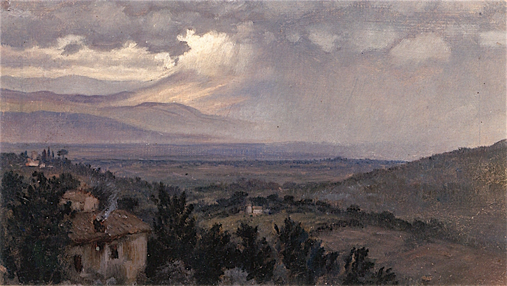 Umbrian Landscape, Italy, vintage artwork by Elihu Vedder, 12x8" (A4) Poster