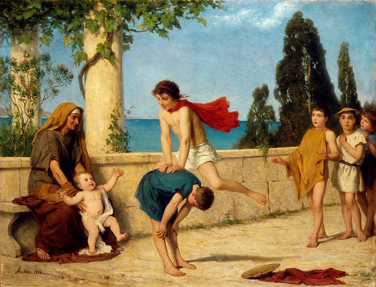 Böckligumpen, vintage artwork by Albert Anker, 12x8" (A4) Poster