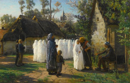 The Communicants, vintage artwork by Jules-Adolphe Breton, 12x8" (A4) Poster