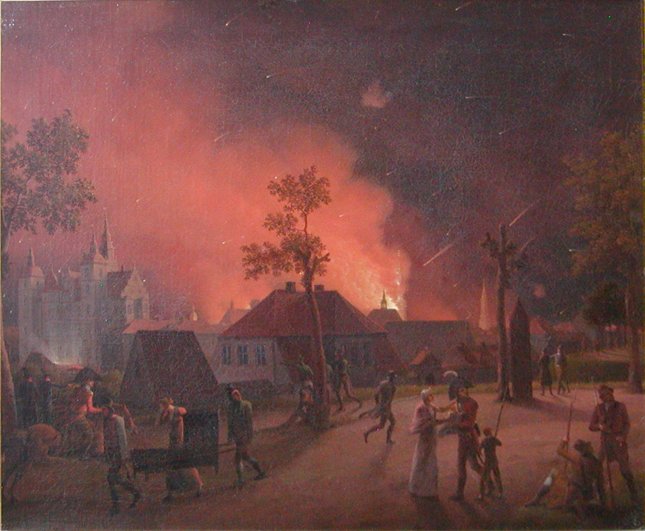 The bombardment of Copenhagen, the night between the 3rd and 4th of September 1807, vintage artwork by Christoffer Wilhelm Eckersberg, 12x8" (A4) Poster