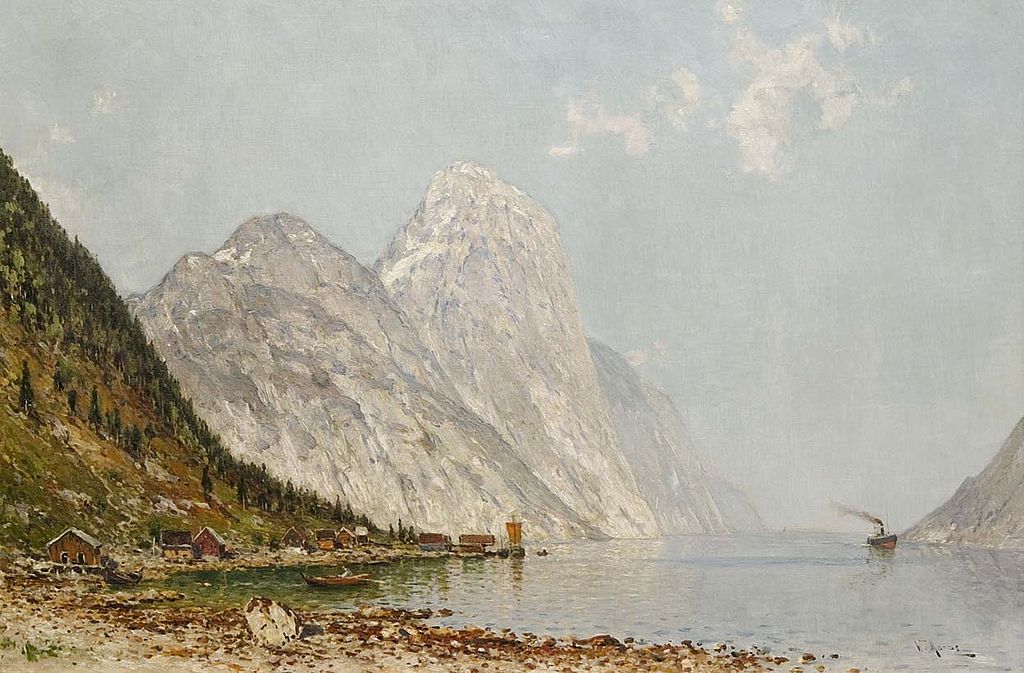 Fjord Landscape by Walter Moras,A3(16x12")Poster