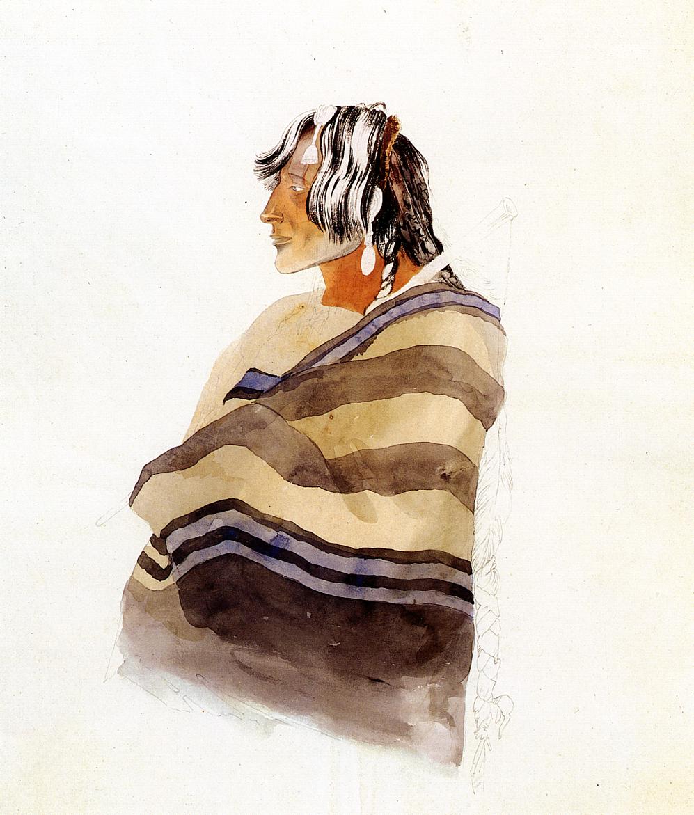 Kiasax, a Piegen Blackfeet Warrior, vintage artwork by Karl Bodmer, A3 (16x12") Poster Print