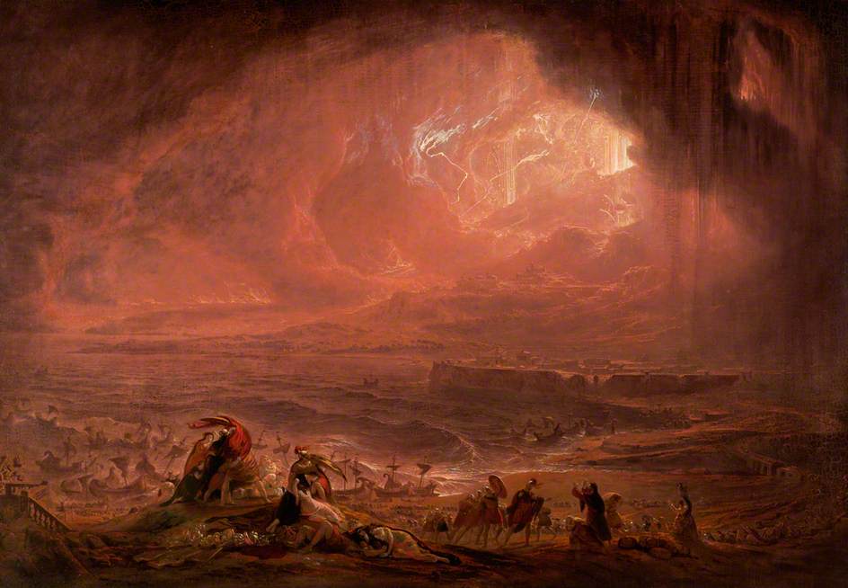 The Destruction of Herculaneum and Pompeii, vintage artwork by John Martin, 12x8" (A4) Poster