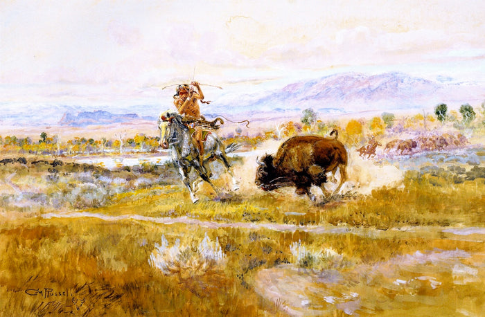 Fighting Meat by Charles Marion Russell,A3(16x12